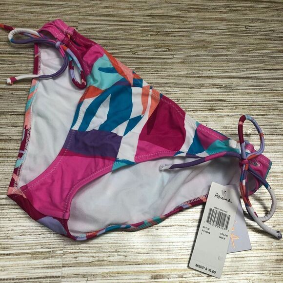 3429 Raisins tie Side Pant Swim Bottom PINK MULTI sz L new - Picture 1 of 1